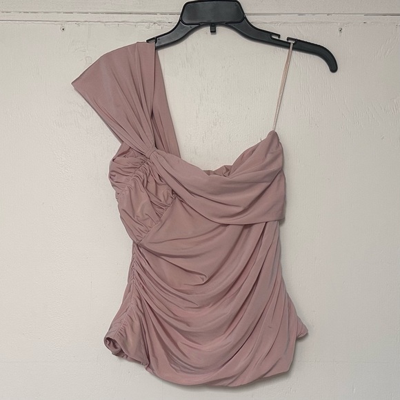 L.A.M.B. by Gwen Stefani NWT Ruched On Shoulder Top in Rose Smoke - Picture 4 of 14